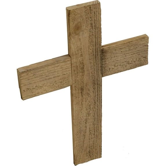 Ekena Millwork 16"W x 24"H x 3/4"D Vintage Farmhouse Cross, Barnwood Decor Collection, Chalk Dust White