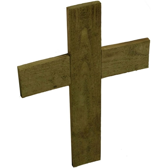 Ekena Millwork 16"W x 24"H x 3/4"D Vintage Farmhouse Cross, Barnwood Decor Collection, Restoration Green