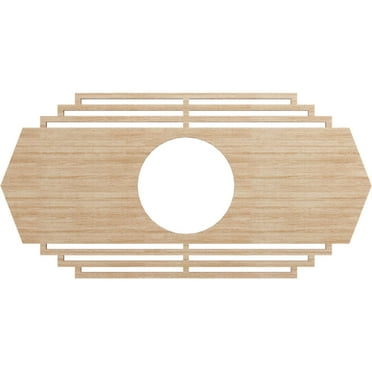Ekena Millwork 16"W x 8"H x 4 1/4"ID x 1/4"T Chrysler Wood Fretwork Pierced Ceiling Medallion, Alder