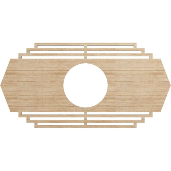Ekena Millwork 16"W x 8"H x 4 1/4"ID x 1/4"T Chrysler Wood Fretwork Pierced Ceiling Medallion, Alder