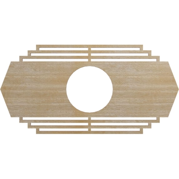Ekena Millwork 16"W x 8"H x 4 1/4"ID x 1/4"T Chrysler Wood Fretwork Pierced Ceiling Medallion, Birch