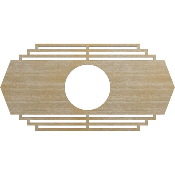 Ekena Millwork 16"W x 8"H x 4 1/4"ID x 3/8"T Chrysler Wood Fretwork Pierced Ceiling Medallion, Birch