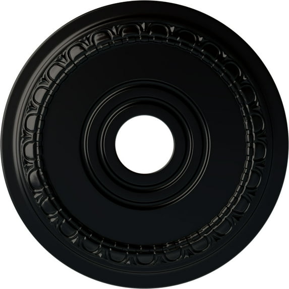 Ekena Millwork 17 1/2"OD x 3 5/8"ID x 1"P Munich Ceiling Medallion (Fits Canopies up to 5 5/8"), Hand-Painted Jet Black
