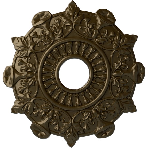 Ekena Millwork 17 1/2"OD x 4"ID x 1"P Preston Ceiling Medallion (Fits Canopies up to 4"), Hand-Painted Brass