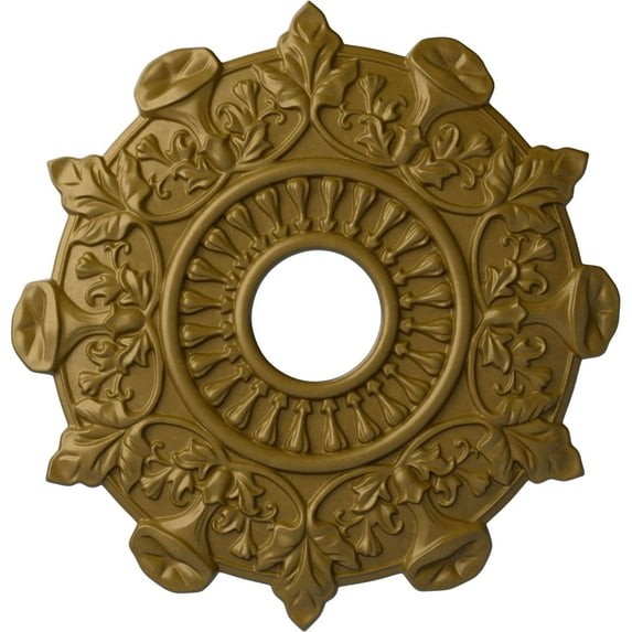 Ekena Millwork 17 1/2"OD x 4"ID x 1"P Preston Ceiling Medallion (Fits Canopies up to 4"), Hand-Painted Gold