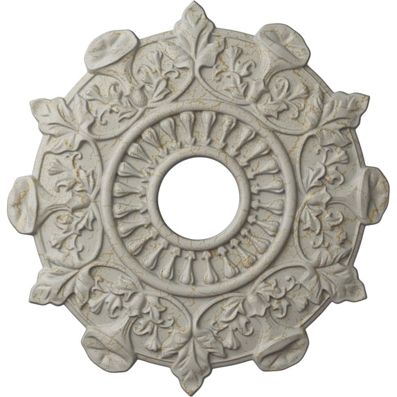 Ekena Millwork 17 1/2"OD x 4"ID x 1"P Preston Ceiling Medallion (Fits Canopies up to 4"), Hand-Painted Pot of Cream Crackle