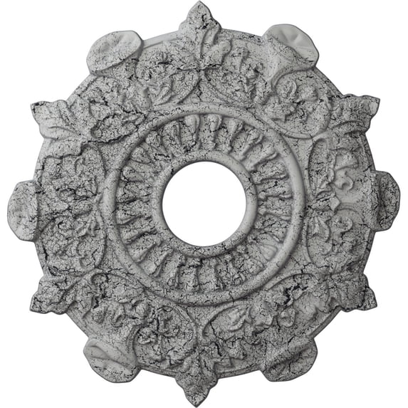 Ekena Millwork 17 1/2"OD x 4"ID x 1"P Preston Ceiling Medallion (Fits Canopies up to 4"), Hand-Painted Ultra Pure White Crackle