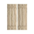 thumbnail image 1 of Ekena Millwork 17 1/2"W x 26"H Rustic Three Board Spaced Board-n-Batten Riverwood Faux Wood Shutters (Per Pair), Primed Tan, 1 of 11