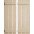 thumbnail image 1 of Ekena Millwork 17 1/2"W x 28"H Rustic Three Board Spaced Board-n-Batten Rough Cedar Faux Wood Shutters (Per Pair), Primed Tan, 1 of 11