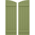 thumbnail image 1 of Ekena Millwork 17 1/2"W x 31"H Americraft Five Board (2 Batten) Exterior Real Wood Joined Board-n-Batten Shutters w/ Elliptical Top (Per Pair), Moss Green, 1 of 10