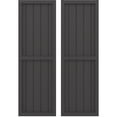 thumbnail image 1 of Ekena Millwork 17 1/2"W x 31"H Americraft Five Board Exterior Real Wood Two Equal Panel Framed Board-n-Batten Shutters (Per Pair), Shadow Mountain, 1 of 9