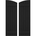 thumbnail image 1 of Ekena Millwork 17 1/2"W x 32"H Americraft Five Board (2 Batten) Exterior Real Wood Joined Board-n-Batten Shutters w/ Elliptical Top (Per Pair), Black, 1 of 10