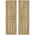 thumbnail image 1 of Ekena Millwork 17 1/2"W x 38"H Americraft Five Board Exterior Real Wood Two Equal Panel Framed Board-n-Batten Shutters (Per Pair), Unfinished, 1 of 9