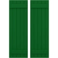 thumbnail image 1 of Ekena Millwork 17 1/2"W x 39"H Americraft Five Board (2 Batten) Exterior Real Wood Joined Board-n-Batten Shutters (Per Pair), Viridian Green, 1 of 10