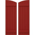 thumbnail image 1 of Ekena Millwork 17 1/2"W x 39"H Americraft Five Board (2 Batten) Exterior Real Wood Joined Board-n-Batten Shutters w/ Elliptical Top (Per Pair), Fire Red, 1 of 10