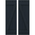 thumbnail image 1 of Ekena Millwork 17 1/2"W x 39"H Americraft Five Board (2 Batten) Exterior Real Wood Joined Board-n-Batten Shutters w/ Z-Bar (Per Pair), Starless Night Blue, 1 of 10