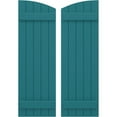 thumbnail image 1 of Ekena Millwork 17 1/2"W x 40"H Americraft Five Board (2 Batten) Exterior Real Wood Joined Board-n-Batten Shutters w/ Elliptical Top (Per Pair), Antigua, 1 of 10