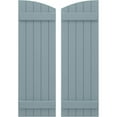 thumbnail image 1 of Ekena Millwork 17 1/2"W x 42"H Americraft Five Board (2 Batten) Exterior Real Wood Joined Board-n-Batten Shutters w/ Elliptical Top (Per Pair), Peaceful Blue, 1 of 10