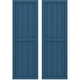 thumbnail image 1 of Ekena Millwork 17 1/2"W x 42"H Americraft Five Board Exterior Real Wood Two Equal Panel Framed Board-n-Batten Shutters (Per Pair), Sojourn Blue, 1 of 9