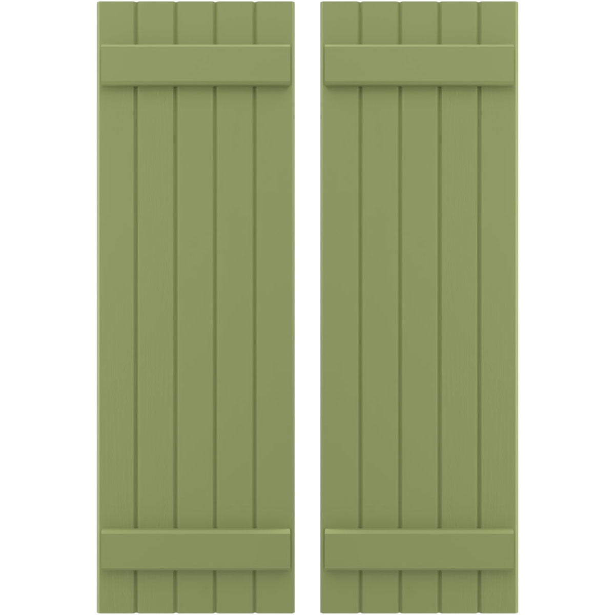 Ekena Millwork 17 1/2"W x 45"H Americraft Five Board (2 Batten) Exterior Real Wood Joined Board-n-Batten Shutters (Per Pair), Moss Green