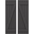 thumbnail image 1 of Ekena Millwork 17 1/2"W x 45"H Americraft Five Board (2 Batten) Exterior Real Wood Joined Board-n-Batten Shutters w/ Z-Bar (Per Pair), Shadow Mountain, 1 of 10