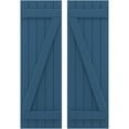 thumbnail image 1 of Ekena Millwork 17 1/2"W x 45"H Americraft Five Board (2 Batten) Exterior Real Wood Joined Board-n-Batten Shutters w/ Z-Bar (Per Pair), Sojourn Blue, 1 of 10