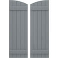 thumbnail image 1 of Ekena Millwork 17 1/2"W x 46"H Americraft Five Board (2 Batten) Exterior Real Wood Joined Board-n-Batten Shutters w/ Elliptical Top (Per Pair), Ocean Swell, 1 of 10