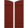 thumbnail image 1 of Ekena Millwork 17 1/2"W x 46"H Americraft Five Board (2 Batten) Exterior Real Wood Joined Board-n-Batten Shutters w/ Elliptical Top (Per Pair), Pepper Red, 1 of 10