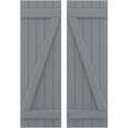 thumbnail image 1 of Ekena Millwork 17 1/2"W x 47"H Americraft Five Board (2 Batten) Exterior Real Wood Joined Board-n-Batten Shutters w/ Z-Bar (Per Pair), Ocean Swell, 1 of 10