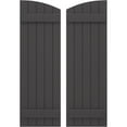 thumbnail image 1 of Ekena Millwork 17 1/2"W x 49"H Americraft Five Board (2 Batten) Exterior Real Wood Joined Board-n-Batten Shutters w/ Elliptical Top (Per Pair), Shadow Mountain, 1 of 10