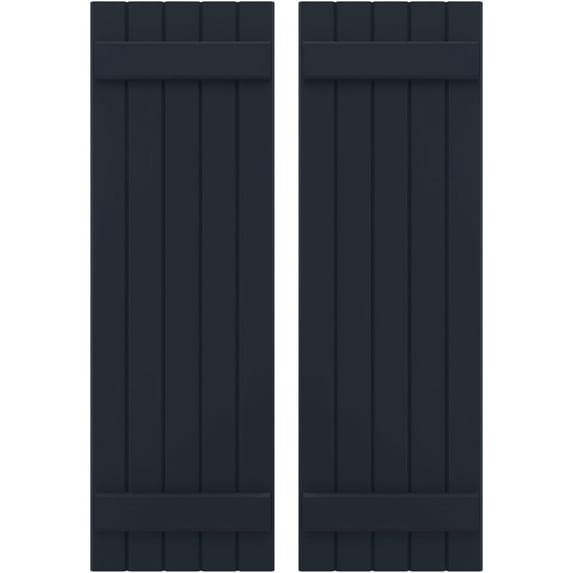 Ekena Millwork 17 1/2"W x 52"H Americraft Five Board (2 Batten) Exterior Real Wood Joined Board-n-Batten Shutters (Per Pair), Starless Night Blue