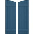 thumbnail image 1 of Ekena Millwork 17 1/2"W x 52"H Americraft Five Board (2 Batten) Exterior Real Wood Joined Board-n-Batten Shutters w/ Elliptical Top (Per Pair), Sojourn Blue, 1 of 10