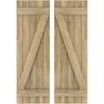thumbnail image 1 of Ekena Millwork 17 1/2"W x 53"H Americraft Five Board (2 Batten) Exterior Real Wood Joined Board-n-Batten Shutters w/ Z-Bar (Per Pair), Unfinished, 1 of 10