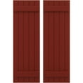 thumbnail image 1 of Ekena Millwork 17 1/2"W x 55"H Americraft Five Board (2 Batten) Exterior Real Wood Joined Board-n-Batten Shutters (Per Pair), Pepper Red, 1 of 10