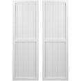 thumbnail image 1 of Ekena Millwork 17 1/2"W x 55"H Americraft Five Board Exterior Real Wood Two Equal Panel Framed Board-n-Batten Shutters (Per Pair), White, 1 of 9