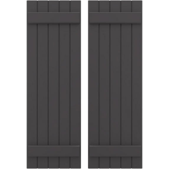 Ekena Millwork 17 1/2"W x 56"H Americraft Five Board (2 Batten) Exterior Real Wood Joined Board-n-Batten Shutters (Per Pair), Shadow Mountain