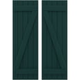 thumbnail image 1 of Ekena Millwork 17 1/2"W x 56"H Americraft Five Board (2 Batten) Exterior Real Wood Joined Board-n-Batten Shutters w/ Z-Bar (Per Pair), Thermal Green, 1 of 10