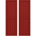 thumbnail image 1 of Ekena Millwork 17 1/2"W x 56"H Americraft Five Board Exterior Real Wood Two Equal Panel Framed Board-n-Batten Shutters (Per Pair), Fire Red, 1 of 9