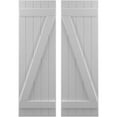 thumbnail image 1 of Ekena Millwork 17 1/2"W x 57"H Americraft Five Board (2 Batten) Exterior Real Wood Joined Board-n-Batten Shutters w/ Z-Bar (Per Pair), Primed, 1 of 10