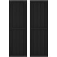 thumbnail image 1 of Ekena Millwork 17 1/2"W x 57"H Americraft Five Board Exterior Real Wood Two Equal Panel Framed Board-n-Batten Shutters (Per Pair), Black, 1 of 9
