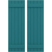 Ekena Millwork 17 1/2"W x 58"H Americraft Five Board (2 Batten) Exterior Real Wood Joined Board-n-Batten Shutters (Per Pair), Antigua