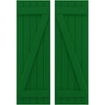 thumbnail image 1 of Ekena Millwork 17 1/2"W x 59"H Americraft Five Board (2 Batten) Exterior Real Wood Joined Board-n-Batten Shutters w/ Z-Bar (Per Pair), Viridian Green, 1 of 10