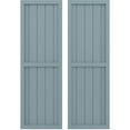 thumbnail image 1 of Ekena Millwork 17 1/2"W x 59"H Americraft Five Board Exterior Real Wood Two Equal Panel Framed Board-n-Batten Shutters (Per Pair), Peaceful Blue, 1 of 9