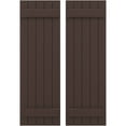 thumbnail image 1 of Ekena Millwork 17 1/2"W x 60"H Americraft Five Board (2 Batten) Exterior Real Wood Joined Board-n-Batten Shutters (Per Pair), Raisin Brown, 1 of 10