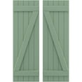 thumbnail image 1 of Ekena Millwork 17 1/2"W x 60"H Americraft Five Board (2 Batten) Exterior Real Wood Joined Board-n-Batten Shutters w/ Z-Bar (Per Pair), Track Green, 1 of 10