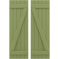 thumbnail image 1 of Ekena Millwork 17 1/2"W x 62"H Americraft Five Board (2 Batten) Exterior Real Wood Joined Board-n-Batten Shutters w/ Z-Bar (Per Pair), Moss Green, 1 of 10