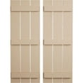 thumbnail image 1 of Ekena Millwork 17 1/2"W x 62"H Rustic Three Board Spaced Board-n-Batten Rough Sawn Faux Wood Shutters (Per Pair), Primed Tan, 1 of 11