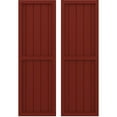 thumbnail image 1 of Ekena Millwork 17 1/2"W x 64"H Americraft Five Board Exterior Real Wood Two Equal Panel Framed Board-n-Batten Shutters (Per Pair), Pepper Red, 1 of 9