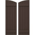 thumbnail image 1 of Ekena Millwork 17 1/2"W x 65"H Americraft Five Board (2 Batten) Exterior Real Wood Joined Board-n-Batten Shutters w/ Elliptical Top (Per Pair), Raisin Brown, 1 of 10
