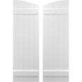 thumbnail image 1 of Ekena Millwork 17 1/2"W x 66"H Americraft Five Board (2 Batten) Exterior Real Wood Joined Board-n-Batten Shutters w/ Elliptical Top (Per Pair), White, 1 of 10